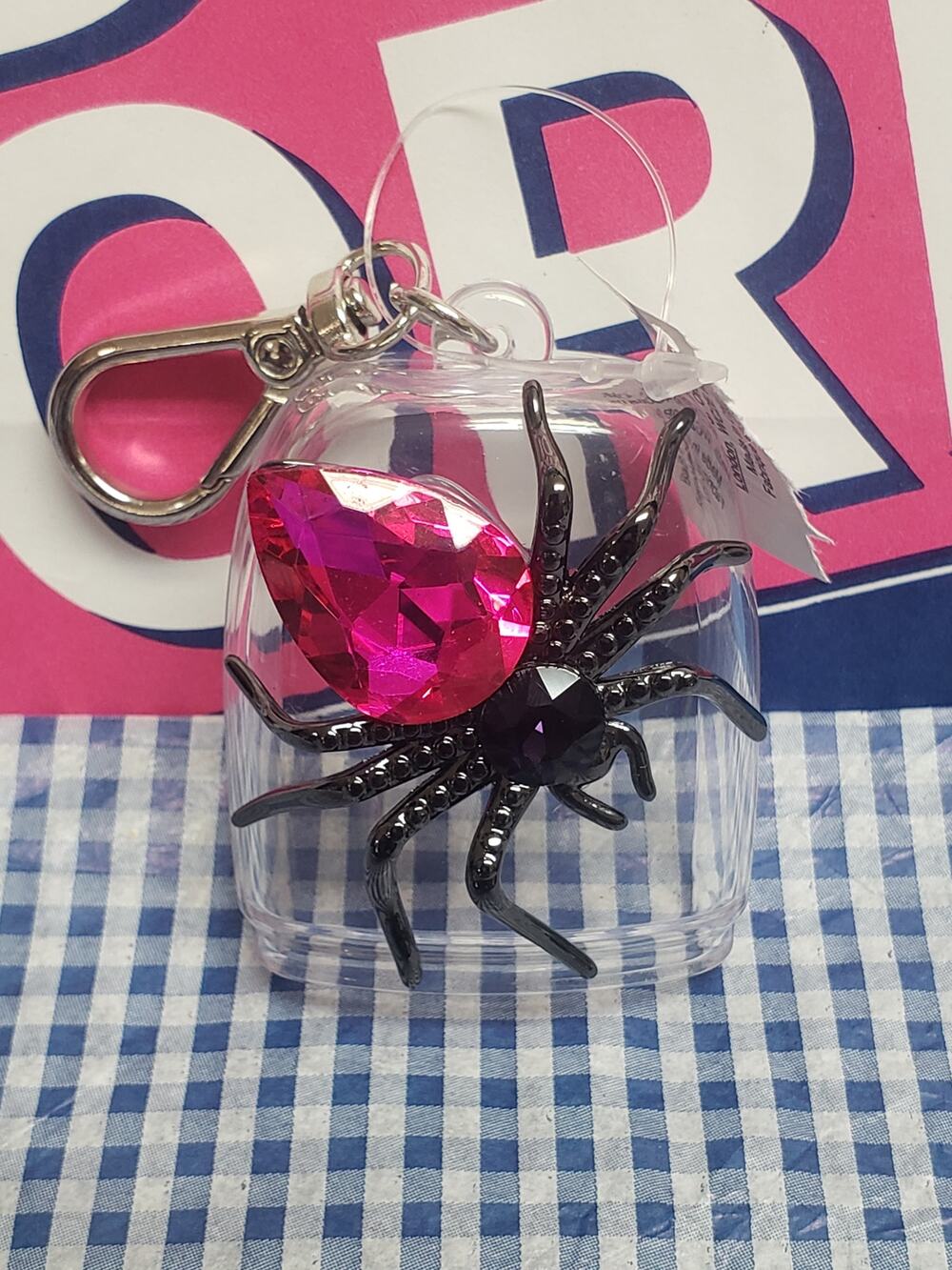 BBW Pink Gem Spider SnapBac PocketBac Holder Backpack Purse Bag Luggage Keychain